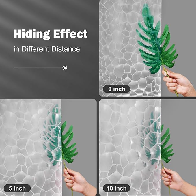 UFRIDAY Clear Shower Stall Curtain Liner 36 x 72 inches,3D Water Cube Small Size Shower Curtain with 2 Heavy Magnets Water Resistant for Shower Stall Bathtubs, Semi Transparent