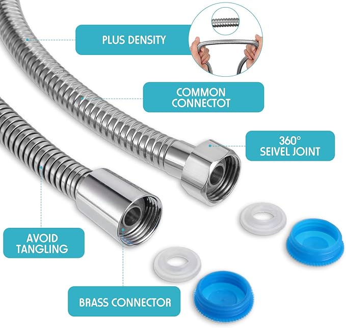 Mimorou 79 Inch Stainless Steel Shower Hose with Adjustable Shower Arm Holder and Head Replacement (Silver)