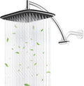 Rain Shower Head with 12" Shower Head Extension Arm, 10" High Pressure Boosting Rainfall/Fixed Showerhead 2.5 GPM, Metal Shower Head Extender Adjustable Height Angle, Easy 1-Min Installation, Chrome