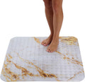 ENKOSI Extra Large Square Non Slip Shower Mat - 31 x 31-inch XL Bathroom Shower Mat - Square Shower Matts for Shower Stall Floors | Secure Suction Cups and Drain Holes (31x31 Marble White Gold)