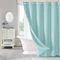 MitoVilla No Hooks Needed Turquoise Extra Long Shower Curtain Liner Set, Teal 86 inch XL Heavyweight Waffle Fabric Cloth Shower Curtains Set with Snap-in Liner for Modern Luxury Hotel Bathroom Decor