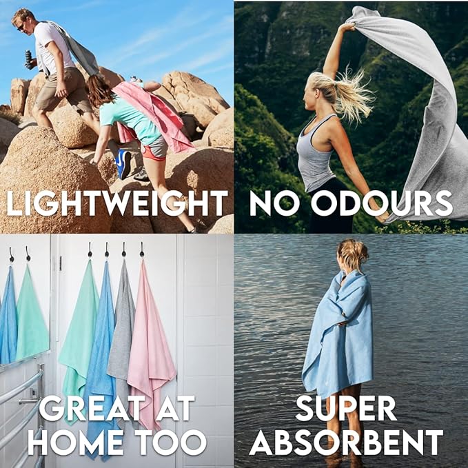 Dock & Bay Beach Towel - Quick Dry, Sand Free - Compact, Lightweight - 100% Recycled - Includes Bag - Essential - Deep Sea Navy - Large (160x90cm, 63x35)