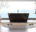 59" Acrylic Soaking Bathtub, Deep Modern Tub with Non-Slip Base, CUPC Certified, Space-Saving Bath with Chrome Drain and Overflow, Easy Install for Small Bathrooms, Black
