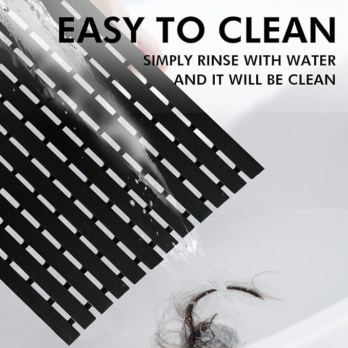 Large Shower Mat Without Suction Cups(35.4"*16.9"),Heavy Duty Bathtub Mat for Elderly,Non Slip Shower Mats for Inside Shower, Rubber Shower Floor Mat for Outside