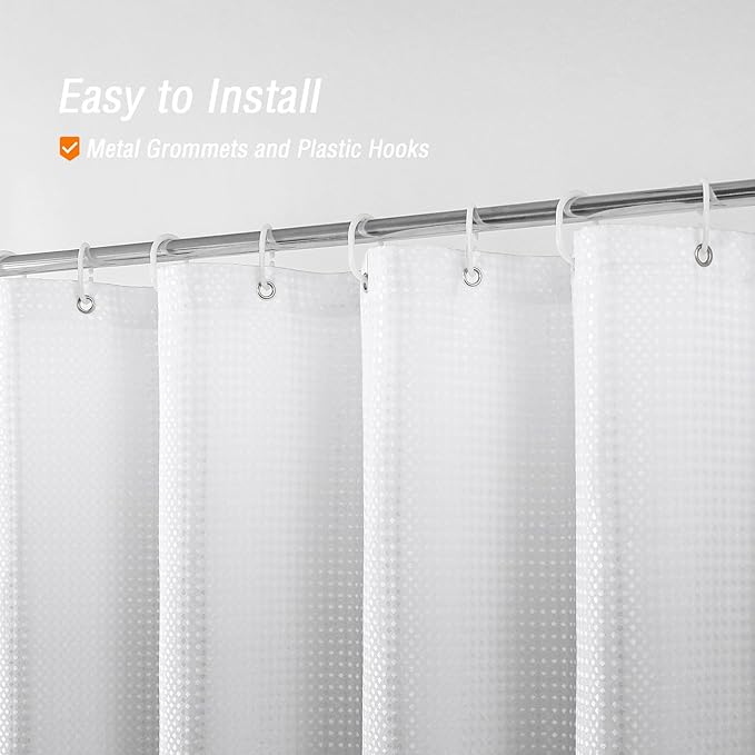Gibelle Grey Shower Curtain, Waffle Weave Textured Ombre Shower Curtain for Bathroom, Gray Gradual Fabric Shower Curtain Set with Hooks, Water Repellent and Machine Washable, 72 x 72