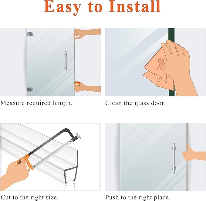 Frameless Shower Door Seal Strip 2 Pack x 39 Inch M Glass Shower Door Bottom Seal Side Seal Strip Door Sweep for 1/4" Glass Ultra-Clear Polycarbonate Stop Shower Leaks Create A Water Barrier