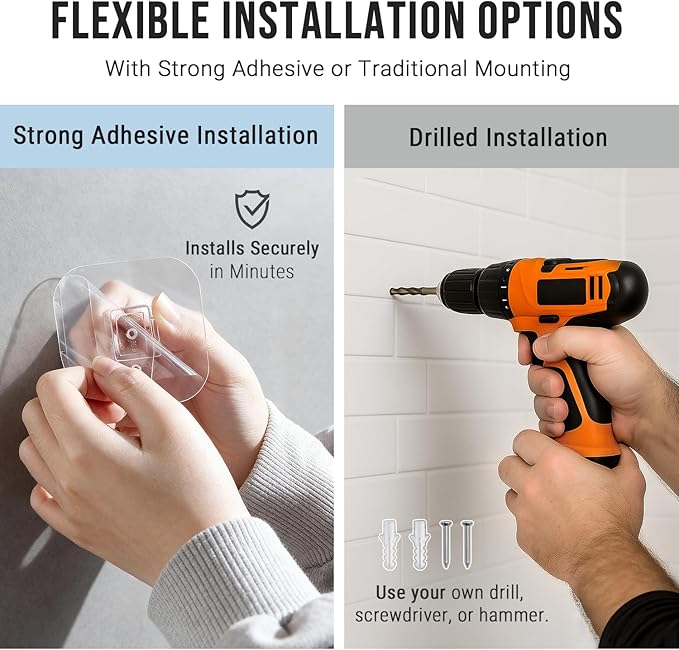 G-Promise All Metal Handheld Shower Head Holder, Adjustable Wall Mount Shower Wand Bracket, Strong Adhesive Disc Mount or Drill Installation (Matte Black)