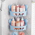 TAILI Suction Corner Shower Caddy, Bathroom Shelf Storage Basket Wall Mounted Organizer for Shampoo, Conditioner, Plastic Rack for Kitchen and Bathroom, Drill-Free Removable -BLUE