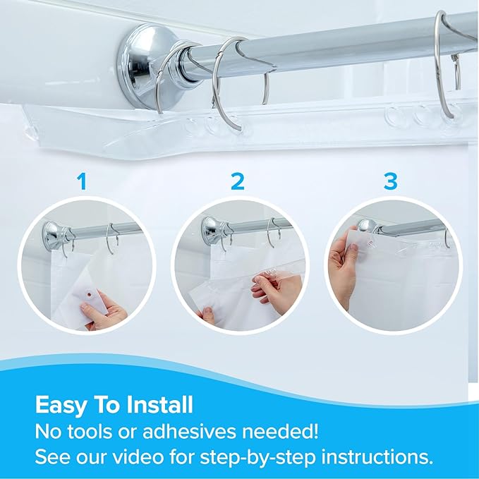 SlipX Solutions No Mess Splash Guard for Shower & Bathtub Curtain Liners | Bath Accessories to Keep Water Where It Belongs for Non-Slip Bathroom Floor | Adhesive Free, Easy to Attach | 2 Per Pack
