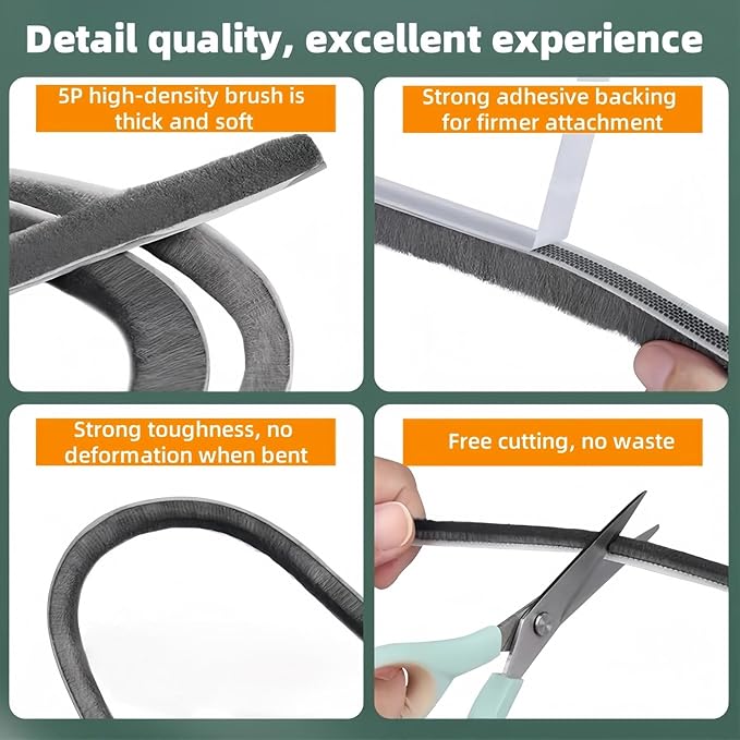 Window Weather Stripping Door Seal, 33FT Self-Adhesive Soundproofing Weather Strip for Exterior Door Frame Window Winter Insulation Noise Cancelling Window Inserts, 0.35in x 0.2in, Gray