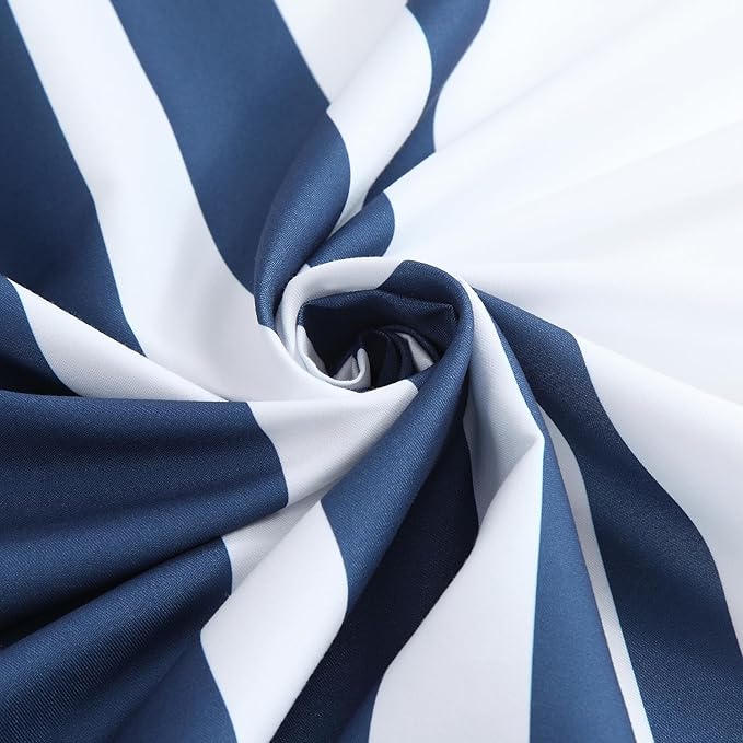 Blue and White Striped Shower Curtain 72x78 Inches, Waterproof Fabric with Modern Gradient Lines, 12 Rustproof Grommets & Weighted Hem