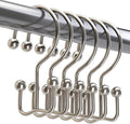 Titanker Shower Curtain Hooks Nickel, Minimalist Simple Double Glide Shower Curtain Rings, Rust Proof Metal Shower Hooks Rings for Bathroom Shower Rods Curtains, Set of 12 Hooks