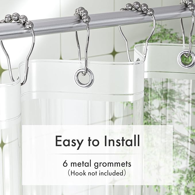 Amazer Stall Shower Curtain Liner, 36x72 Plastic Clear Shower Liner PEVA Medium Weight Inside Shower Curtains for Bathroom with Rustproof Grommets