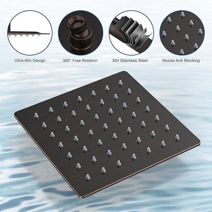 Shower Faucet Set, Ceiling Mount Shower System 12"+6" Dual Shower Head Set with 2 in 1 Handheld Spray Rain Shower Heads with Rough-in Valve and Shower Trim Kit, Oil Rubbed Bronze