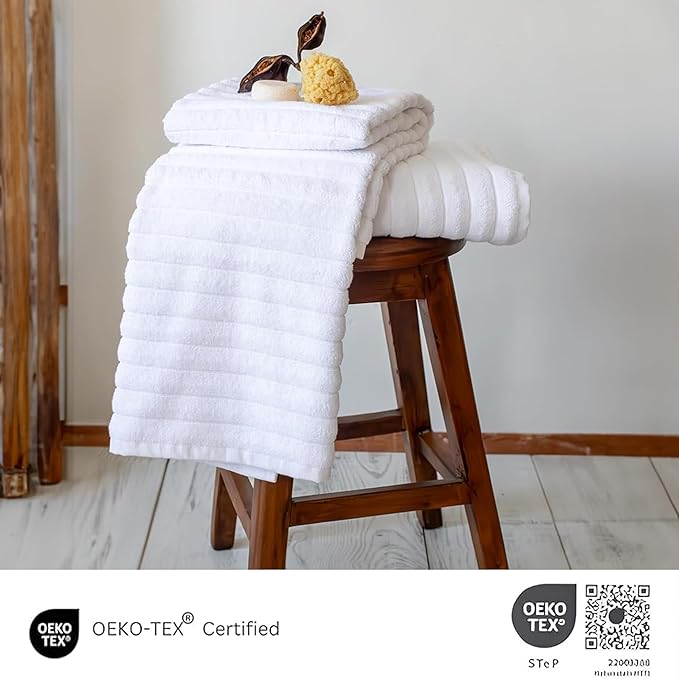 Classic Turkish Towels CTT Premium 2 Pack Bath Towels Set, Made with 100% Turkish Cotton, Spa & Hotel, Quick Drying Towels, Absorbent & Comfy | 27"x54" (White)