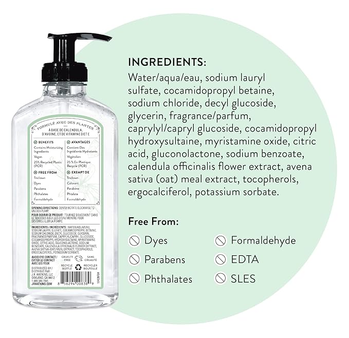 J.R. Watkins Gel Hand Soap, 3 Pack of 11 Fl Oz, Vanilla Mint