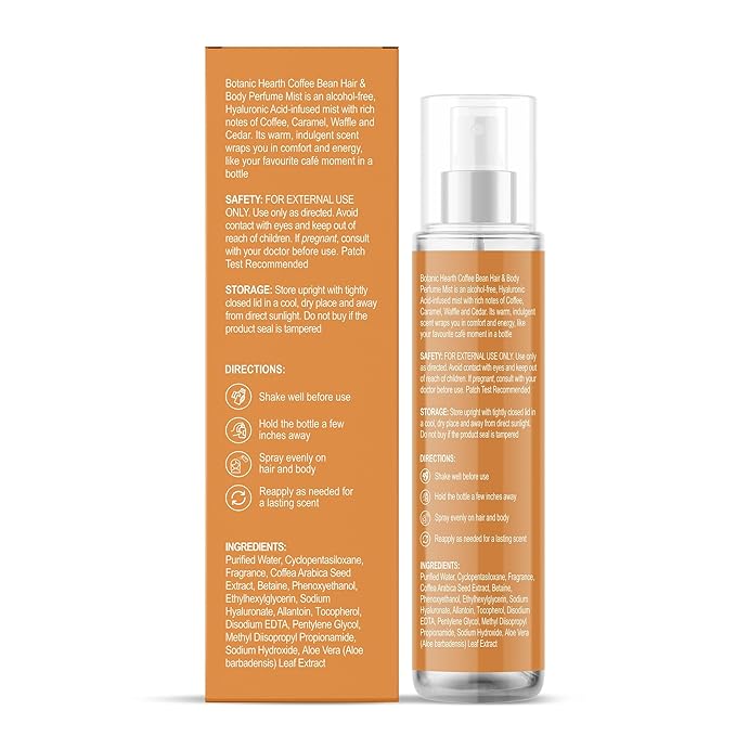 Botanic Hearth Coffee Bean Hair Perfume & Body Perfume Mist with Hyaluronic Acid – Alcohol-Free Body Spray for Long Lasting Fragrance & Hydration – Refreshing Coffee Scent, 3.4 fl oz / 100 ml