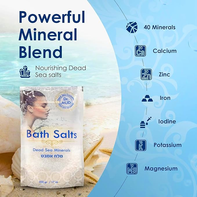 Natural Dead Sea Salt 100% Mineral-Rich Bath Soak, More Minerals Than Epsom Salt, Deep Relaxation, Detox, Exfoliates & Softens Skin, Helps Psoriasis, Eczema (10.5 oz, Jasmine)