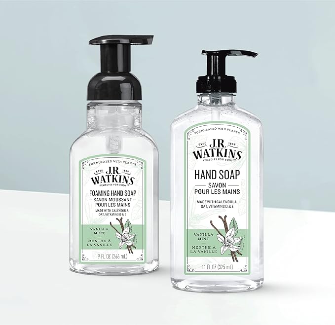 J.R. Watkins Gel Hand Soap, 3 Pack of 11 Fl Oz, Vanilla Mint