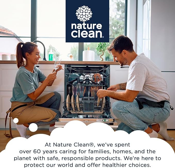 Nature Clean Natural Dishwasher Rinse Aid Liquid with 99.7% Plant-Based Ingredients, Unbelievable Power with No Nasty Chemicals. Dishwasher Drying Agent. Hard Water Stain Remover. 8 oz. (12 pack)