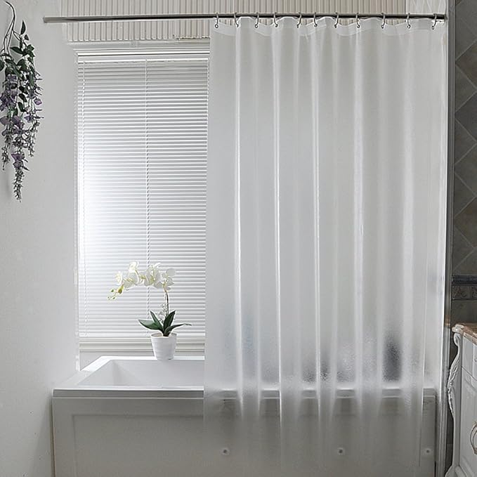 AooHome Shower Curtain Liner - 8G Eva Heavy Duty Frosted Bathroom Plastic Shower Liner with Rustproof Metal Grommets and 5 Bottom Magnets, Thickness, Water Repellent, Semi-Transparent, 72 x 75 Inch
