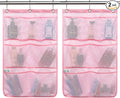 Hanging Mesh Shower Caddy for Bathroom - Quick Drying Portable Shower Organizer with Multiple Pockets for Soap,Shampoo and Cruise Ship Essentials Saving Bathroom Storage,Pink,2 Pack