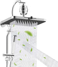 Hibbent 5-spray Filtered Rainfall Shower Head Combo, High Pressure 13'' Showerhead with Stainless Steel 4 Spray Modes Handheld, All Metal 4-way Diverter Arm with Pause Mode, 71'' Hose & Holder, Chrome
