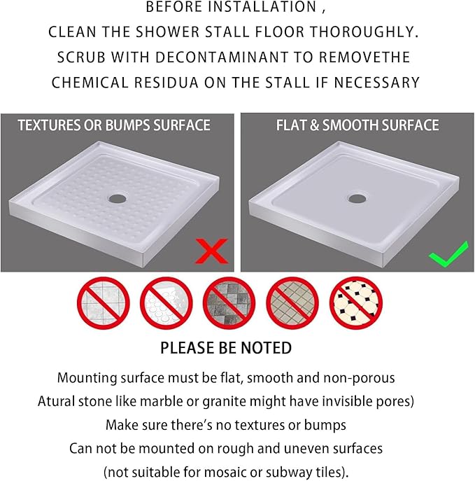 Yimobra Square Shower Mat Non Slip, Super Strong Suction Cups, 21"x21" Bath Tub Mat with Drain Holes, Machine Washable Fast Draining Bath Mats, Bathroom Essentials,Black