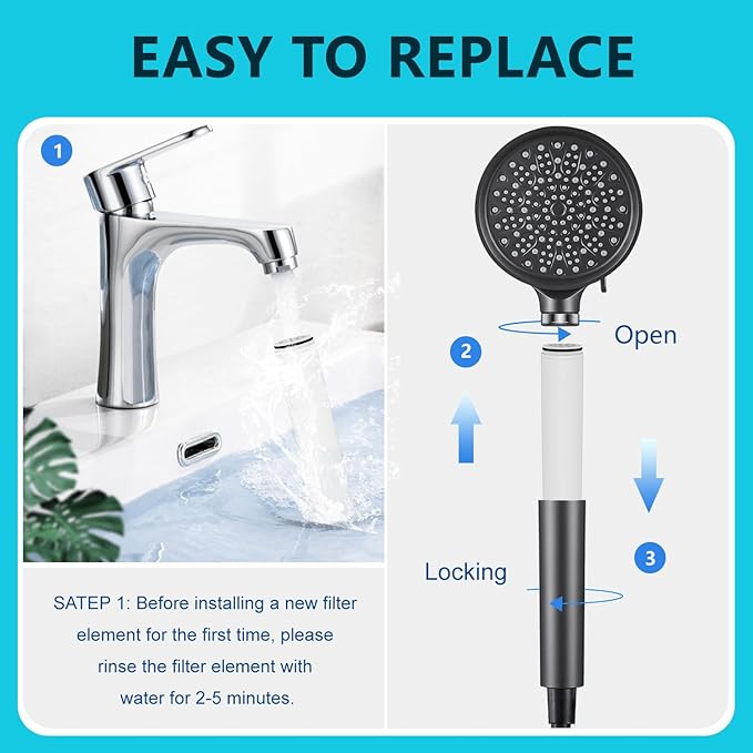 Water Fiter for Shower Head Filter,Compatible with Cobbe Shower Head Filter System,Removes Heavy Metals and Chlorine.(4 Pack)