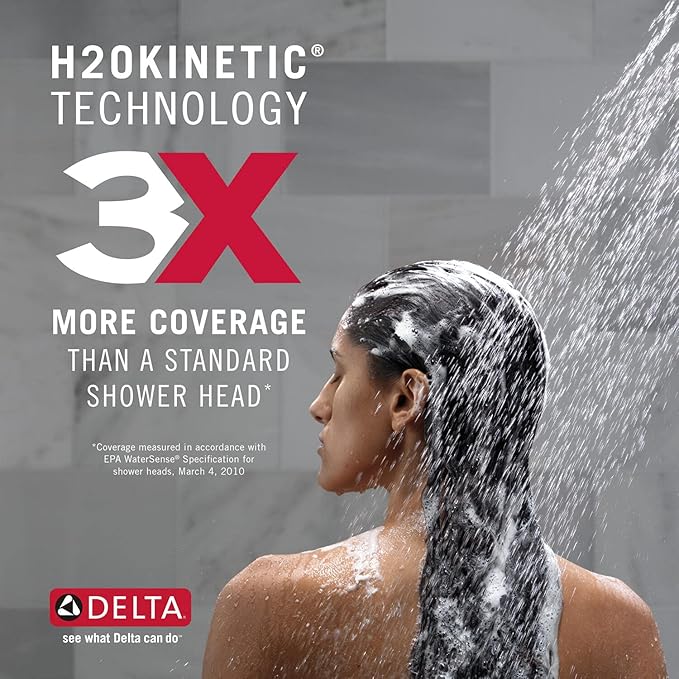 Delta Nicoli 14 Series H2Okinetic Shower Faucet Set, Brushed Gold Shower Head and Handle Set, Valve Trim Kit, Champagne Bronze 142749-CZ (Shower Valve Included)
