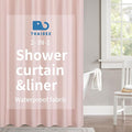 2-in-1 Waterproof Long Fabric Shower Curtain or Liner,Linen Textured,78 Inch Breathable TPU & Washable Bathroom Shower Curtain Set with 12 Plastic Hooks,Modern,72"x78" Blush