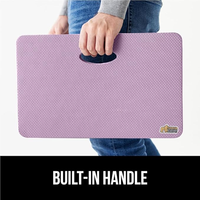 GORILLA GRIP Extra Thick Patent Pending Soft Foam Kneeling Pad, Supportive Large Cushion Knee Pads for Gardening, Baby Bath Time, Dirt and Water Resistant, Workout and Garden Supplies, 17.5x11, Purple