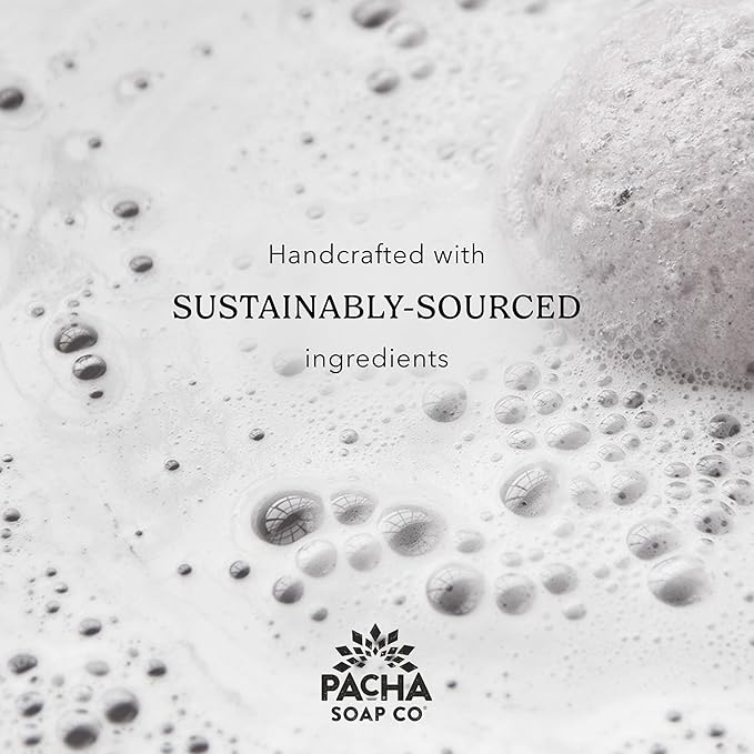 Pacha Soap Co. Bath Bombs - Santal & Amber Scent, Handcrafted, Nourishing & Moisturizing Fizzing Bath Frothers with Clean Ingredients, Non-Toxic, Dye and SLS-Free, Made in The USA, 3-Pack, 5 oz Each