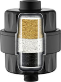 BRIGHT SHOWERS Shower Filter, High Output Shower Head Filter, 3-Stage Filtration for Hard Water & Chlorine Removal, Improves Skin, Hair & Nails, Universal Fit, Matte Black