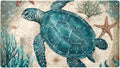 Bath Tub and Shower Mats, Non Slip Bathmat with Drain Holes and Suction Cups for Bathroom Floor, 15.1 x 26.8 Inch (Art Marine Sea Turtle Starfish Vintage Map)