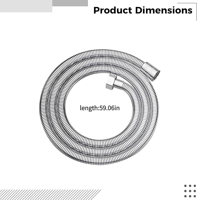 Replacement Shower Hose, 1.5 M High-Flow Stainless Steel, Anti-Burst, Ideal for Broad Coverage in Various Shower Systems