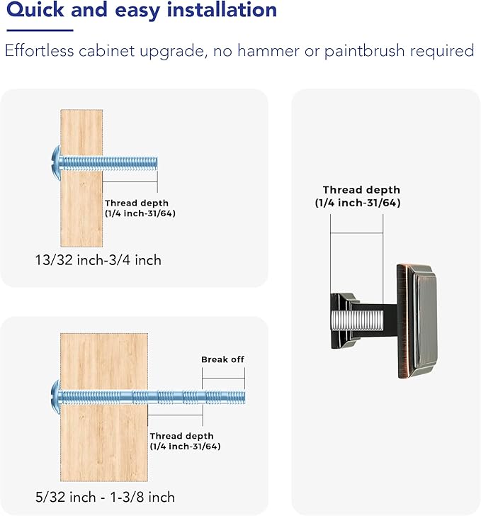 Ravinte Hardware 5 Pack Kitchen Cabinet Pulls Square Drawer Single Hole Handles Oil Rubbed Bronze for Cupboard Gold Dresser Solid