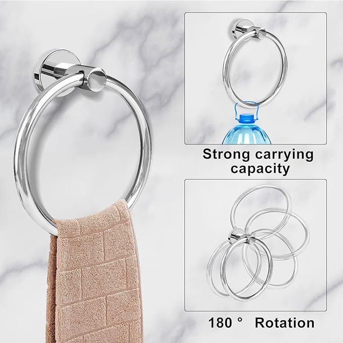 Cilee 10 Piece Chrome Bathroom Hardware Set,2 Pack 5 Piece Bathroom Accessories Set Include 24 inch,16 inch Toilet Paper Holder, Towel bar,Towel Ring,Towel Hook,Stainless Steel Wall Mounted