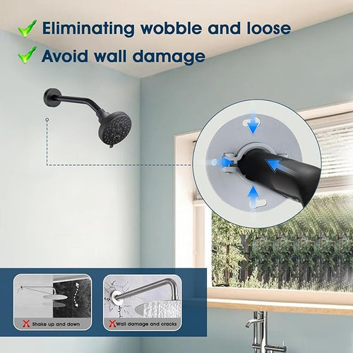 10 Inch Shower Arm with Flange and Stabilizer Bracket, Wall Mounted Shower Pipe Arm 304 Stainless Steel For Fixed Shower Head & Handheld Showerhead, Oil Rubbed Bronze
