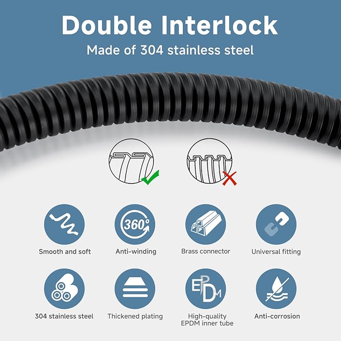 Black Shower Hose Replacement 6 foot 304 Stainless Steel Hand Held Shower Head Hoses - 69 Inches High Pressure Sprayer Bidet Hose Flexible Matte Black Extension Showerhead Hoses Extra Long
