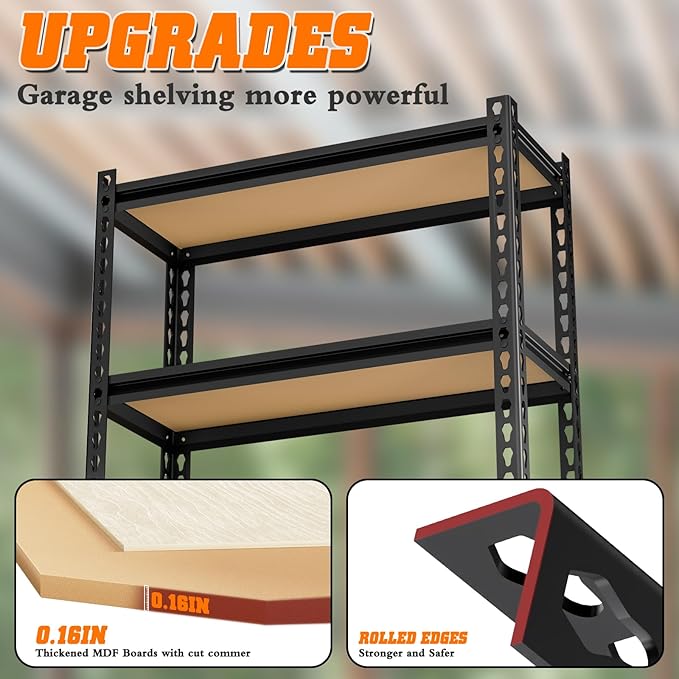LEVELEVE 5-Tier Heavy Duty Storage Shelving Unit, 2000 lbs Capacity, Adjustable Metal Utility Shelf, 35" L x 16" W x 73" H for Garage, Kitchen, Pantry, Basement, Bathroom, Laundry,2 Pack