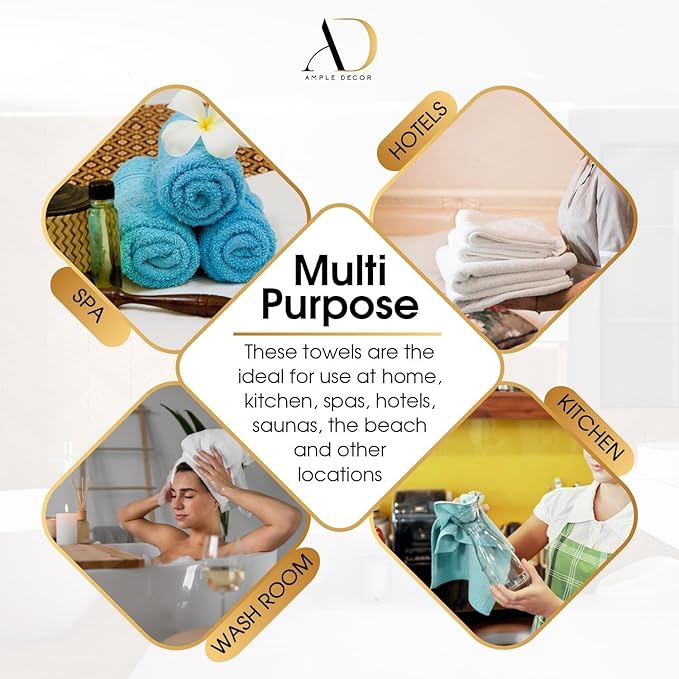 Ample Decor Washcloth Set of 200 White 100% Cotton - Qucik Dry Popcorn Textured - Mulaayam Collection - 12 X 12 Inch