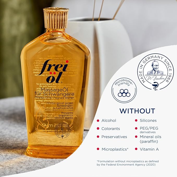 Massage Body Oil for Pregnant Woman – Maternity Skincare Oil, Skin Elasticity Increase by 35% – Prevents Stretch Marks, Safe to use for mom & Baby – Vegan, 125 ml / 4.23 Fl Oz