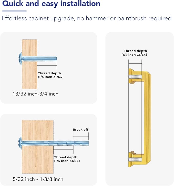 Ravinte Hardware 10 Pack Brushed Brass Cabinet Pulls, 3-3/4 Inch (96mm) Hole Center Zinc Alloy Drawer Handles for Kitchen Cabinets, Cupboards, Dressers, Square Solid Metal Hardware