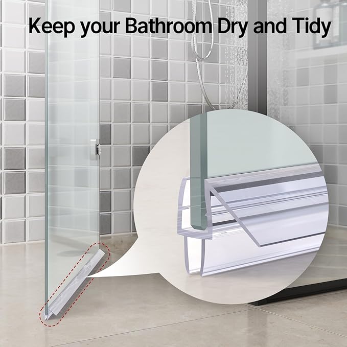 AmazerBath Shower Door Bottom Seal 39 inch (Set of 2) - Suitable for 1/4 Inch Glass, Frameless Glass Seal Strip Shower Door Sweep