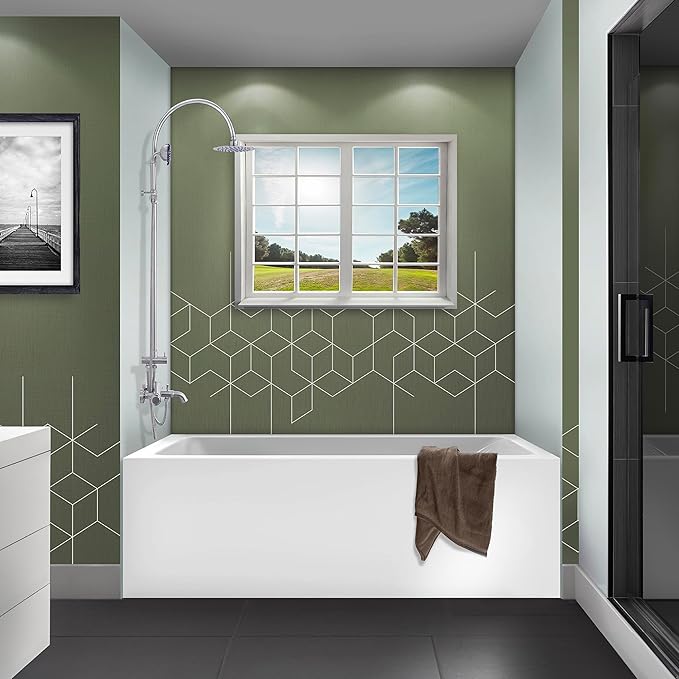 Fine Fixtures Acrylic, Fiberglass Alcove Soaking Bathtub with Integral Apron Front - Drain Included (72" x 36", Left Hand, White)