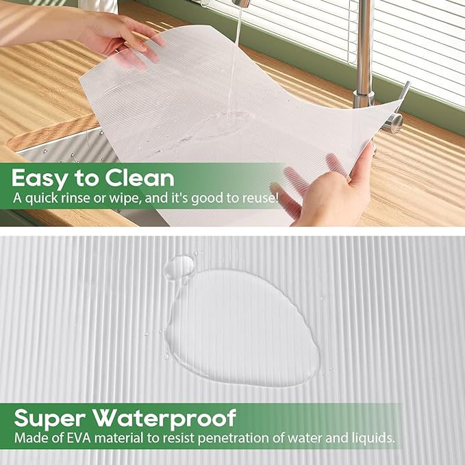 Anoak Shelf Liner Cabinet Liner, Non Adhesive Drawer Liner, Washable 12 Inch x 20 FT x 2Rolls Waterproof Durable Non-Slip Shelf Liner for Kitchen, Drawer, Refrigerator