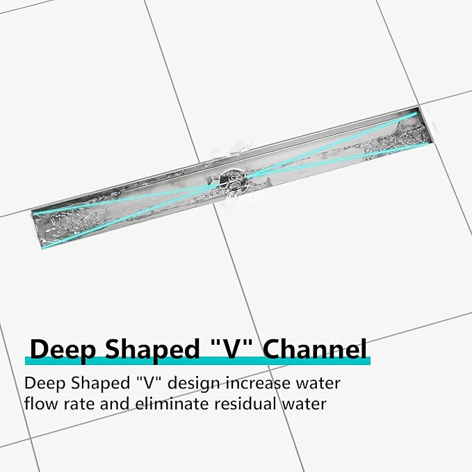 Neodrain 28-Inch Linear Shower Drain with Tile Insert Grate, Professional Brushed 304 Stainless Steel Rectangle Shower Floor Drain Manufacturer, Linear Drain with Shower Drain Base