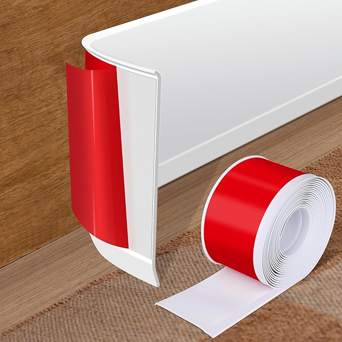 Vinyl Baseboard Molding Trim 6 Inch x 20 Feet Peel and Stick Baseboard Trim Flexible PVC Cove Base Moulding Self-Adhesive Trim for Garage Bathroom Cabinet Floor Walls, White