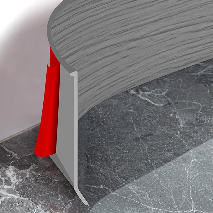 Flexible Baseboard Molding Trim 4 Inch Self-Adhesive Vinyl Wall Base Peel and Stick Cove Base Rubber Wall Baseboard Moulding Trim (40Ft, Light Gray Wood Grain)